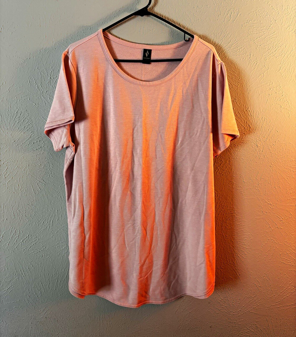 SKECHERS Women's Pink Short Sleeve Crew Neck Jersey T-Shirt Polyester Blend XL